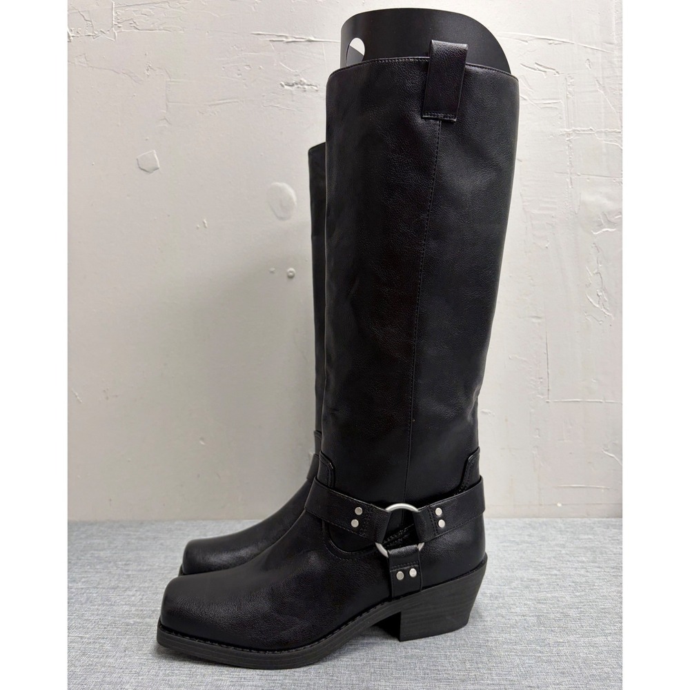 Universal Thread Harness Boots Womens 9.5 Black Square Toe Tall Moto Block Heel